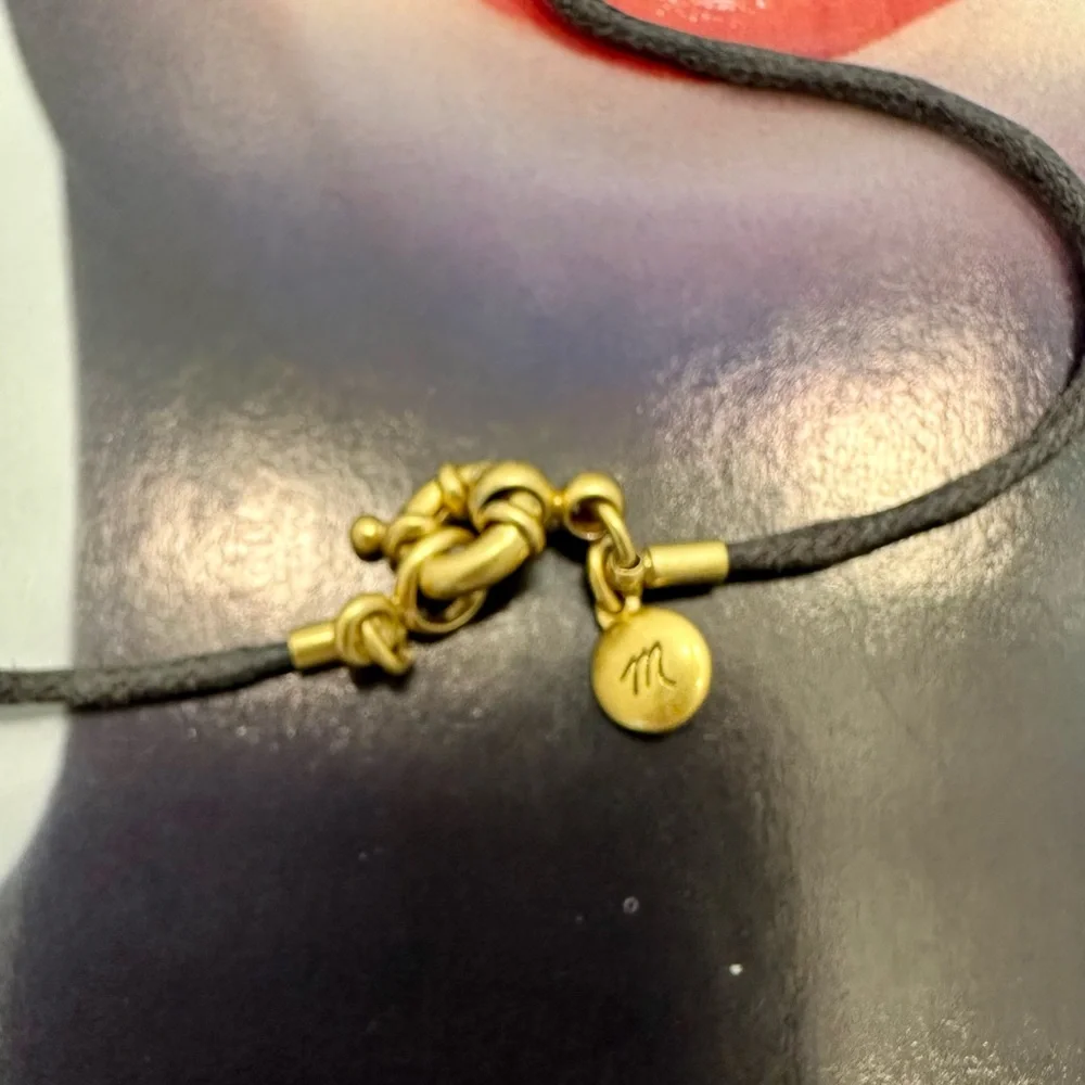 Madewell Royal Blue & Brushed Gold Necklace on Leather - Picture 5 of 5